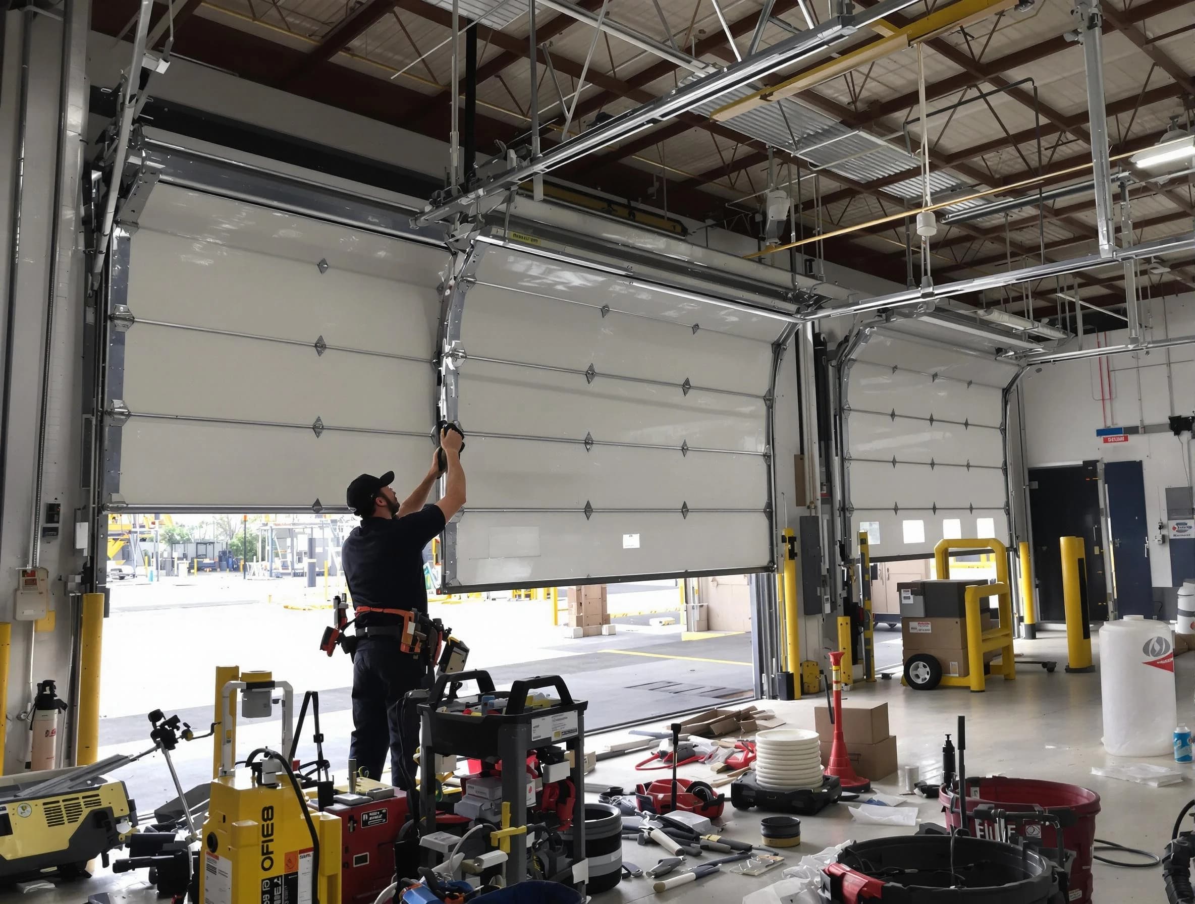 Redan Garage Door Repair technician performing commercial garage door repair in Redan