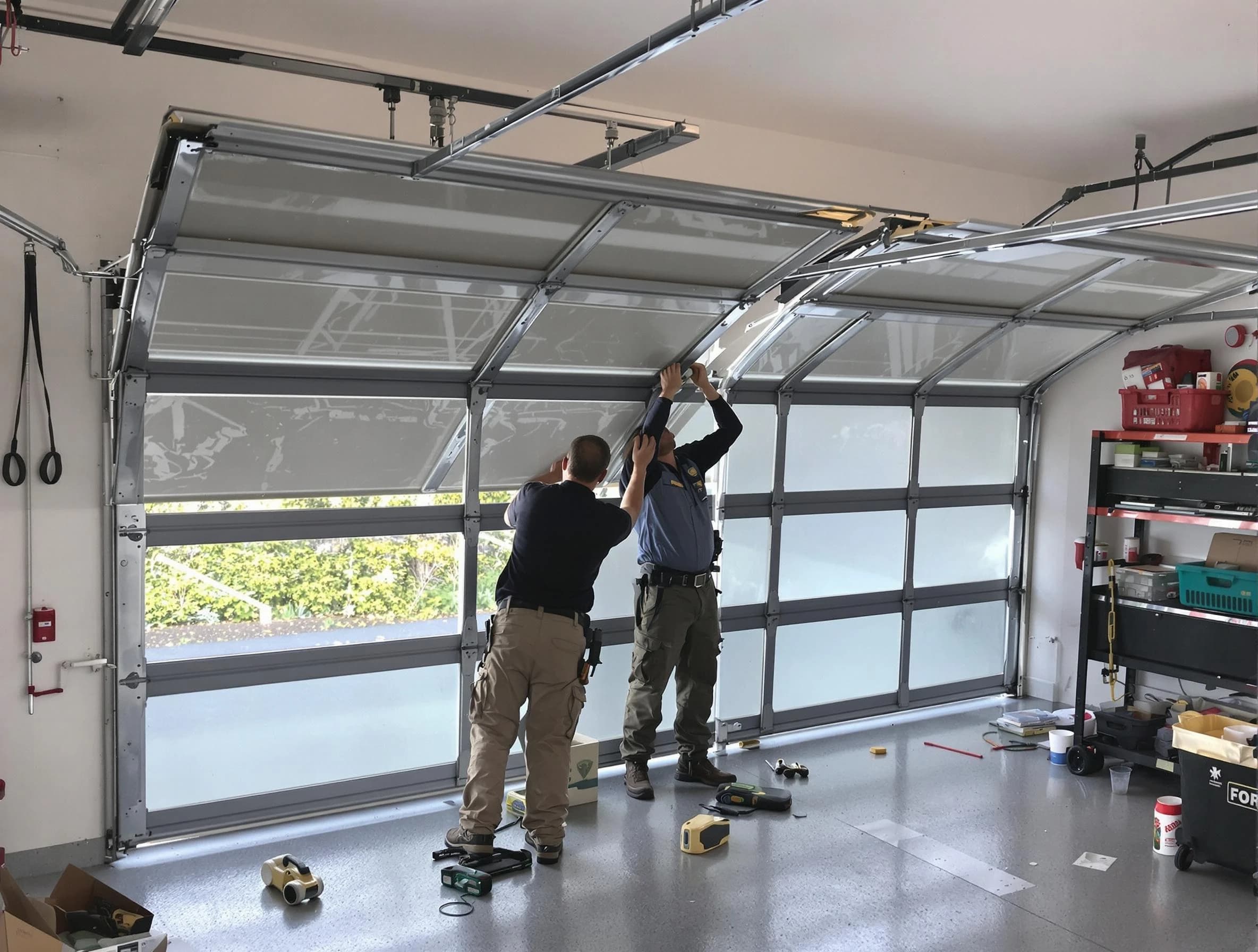 Redan Garage Door Repair expert performing precise panel replacement on Redan garage door