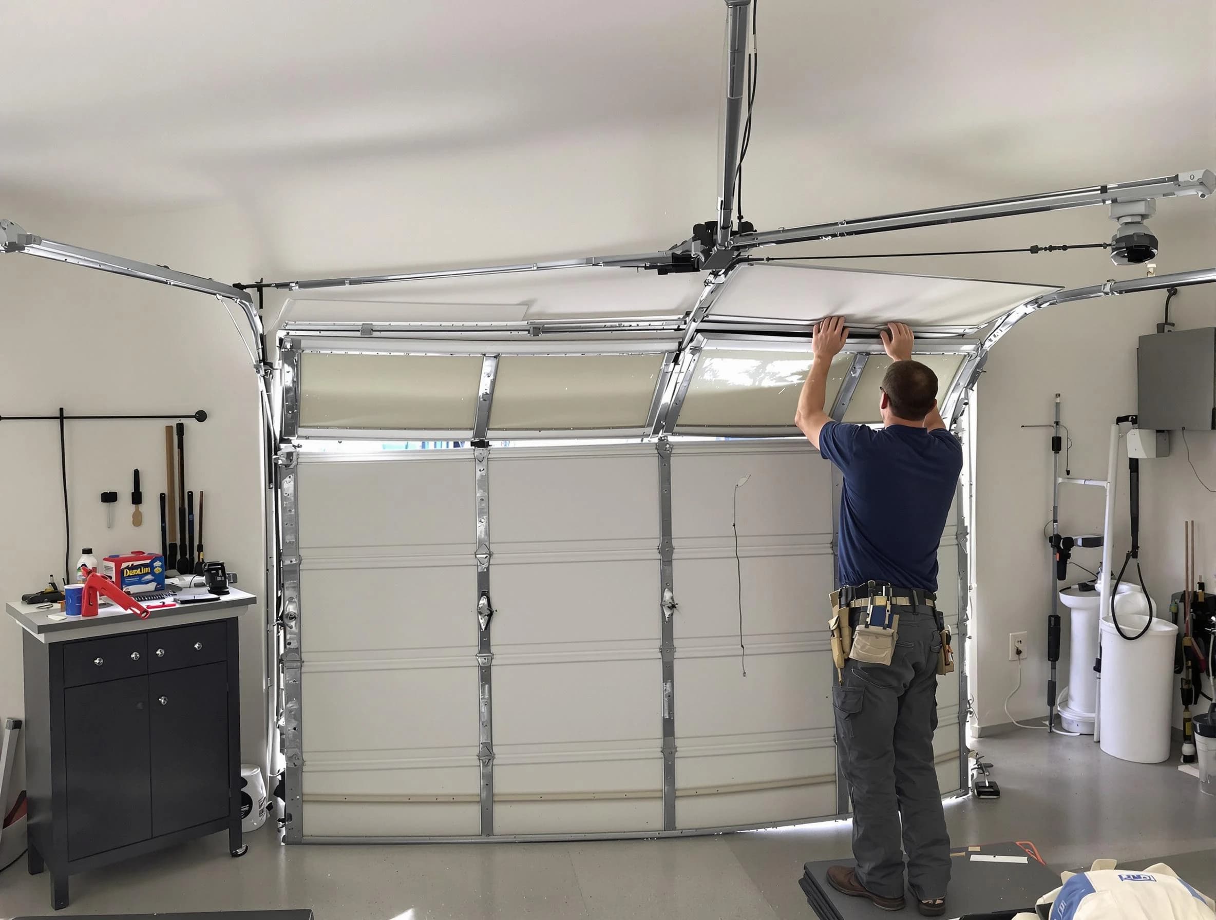 Redan Garage Door Repair specialist performing precise section replacement on Redan garage door