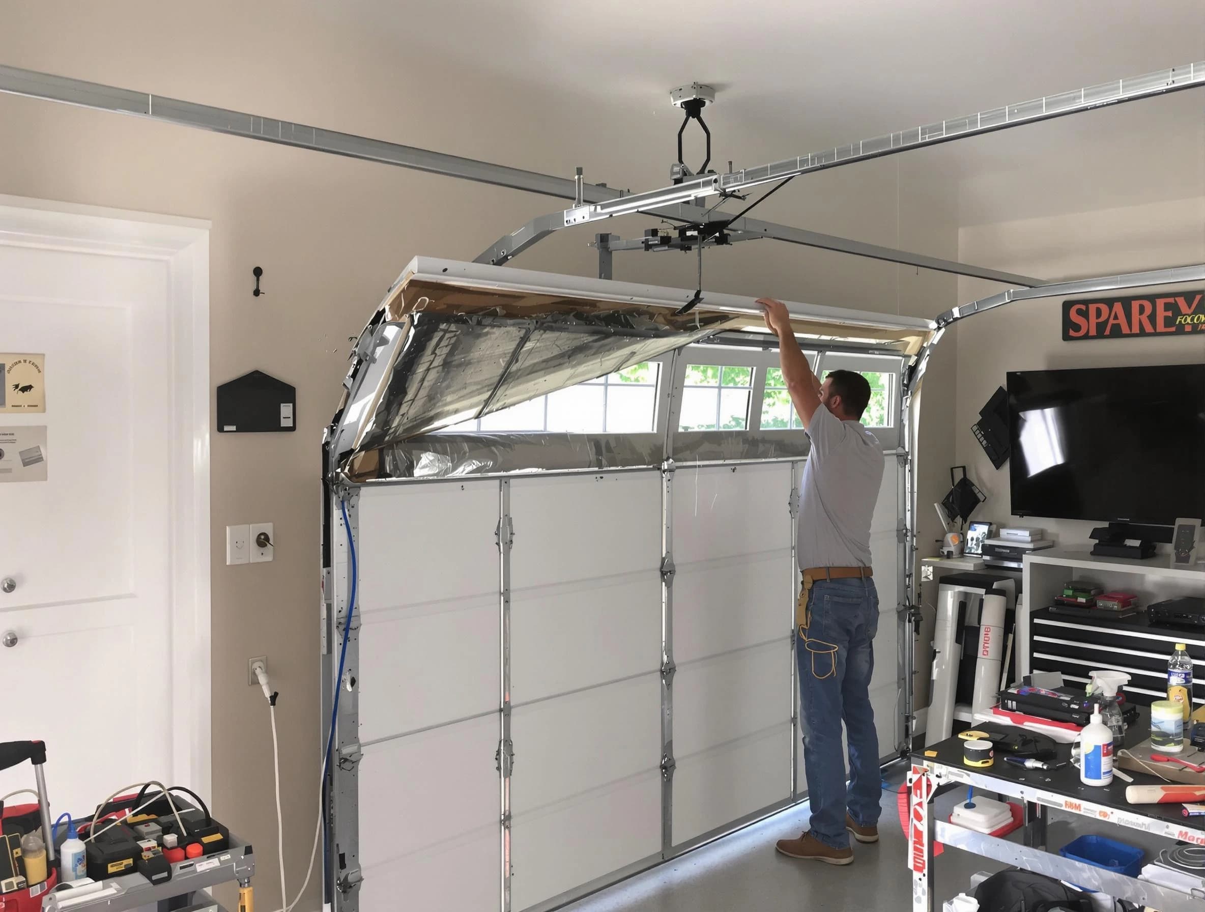 Garage door section replacement by Redan Garage Door Repair in Redan
