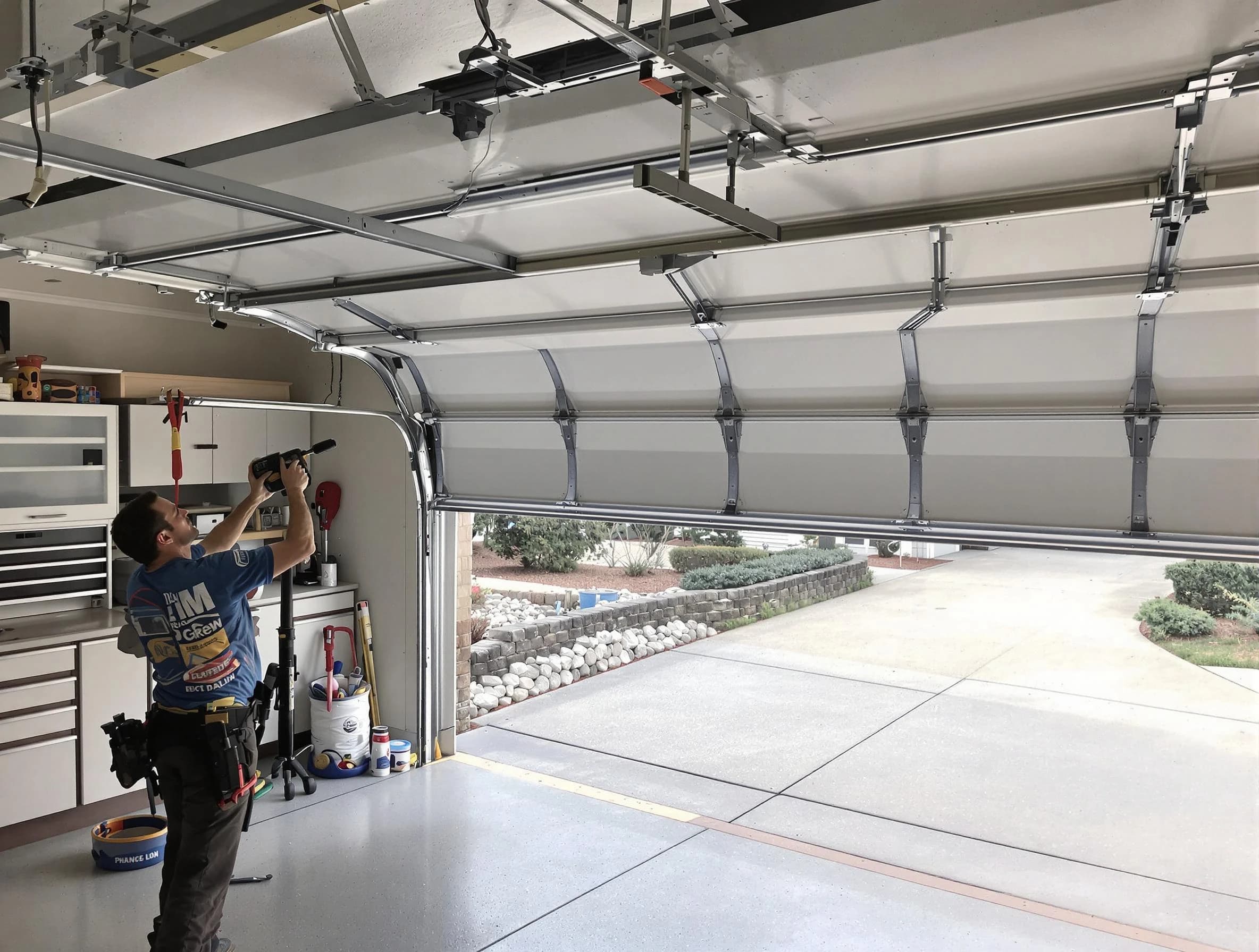 Garage door track repair service by Redan Garage Door Repair in Redan
