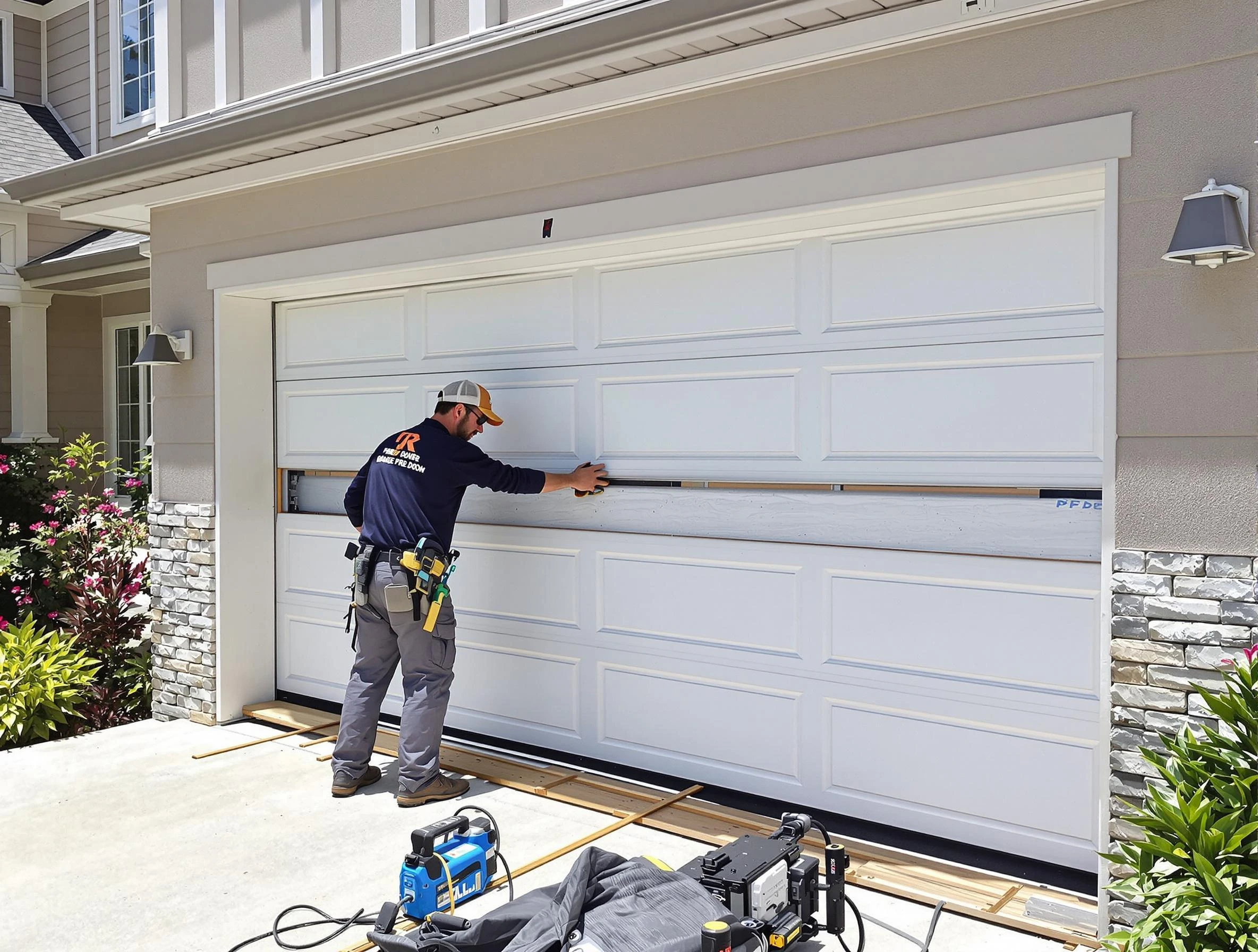 Redan Garage Door Repair team performing complete garage door replacement at Redan residence