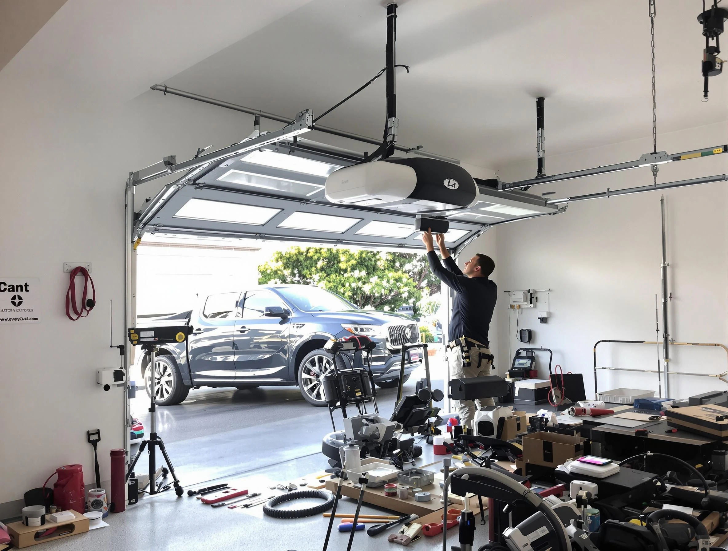 Redan Garage Door Repair specialist installing smart garage door opener system in Redan home