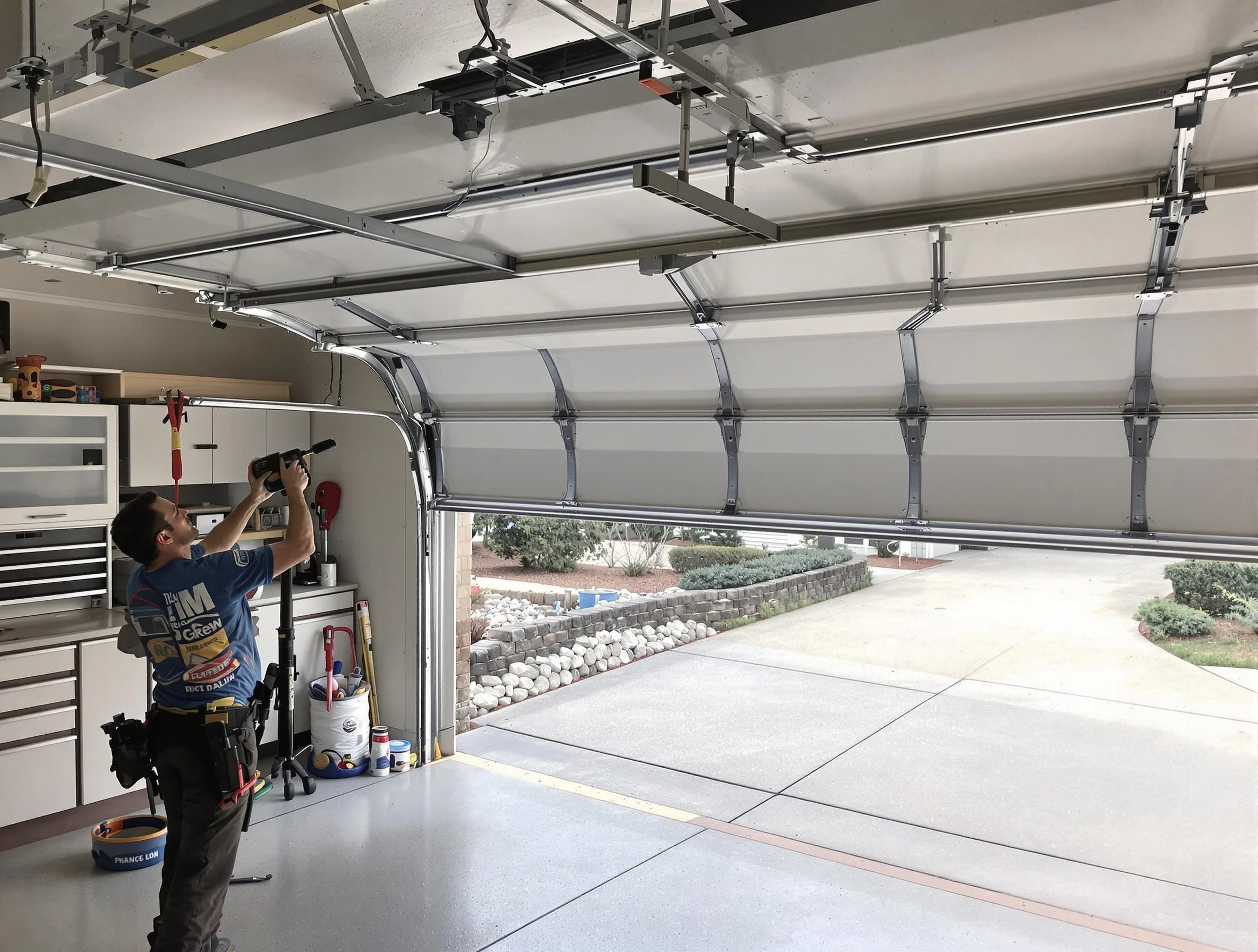 Garage door track repair service by Redan Garage Door Repair in Redan